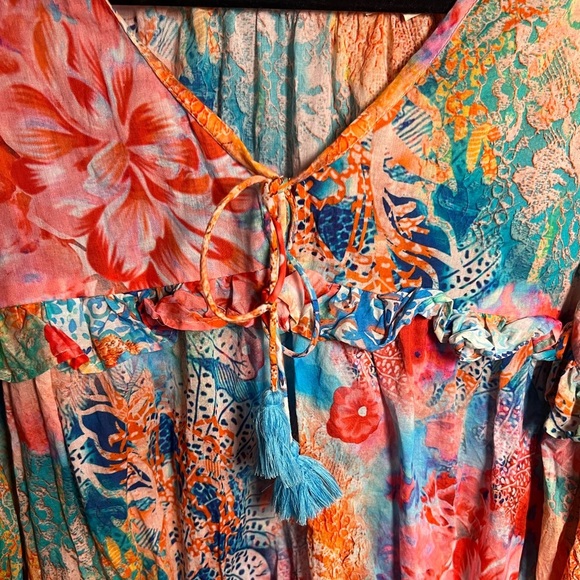 Tolani X Mahila Collab Hera Ocean Top Ruffle Boho Airy Flowy - Picture 7 of 10